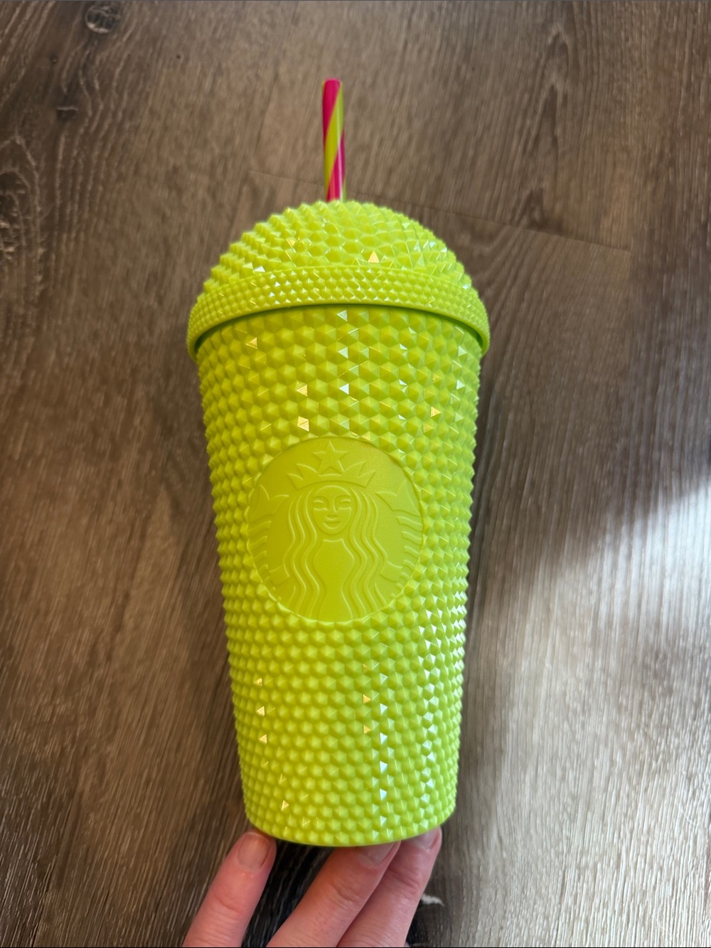 Starbucks Neon Lime Studded Tumbler with Pink-Yellow Straw